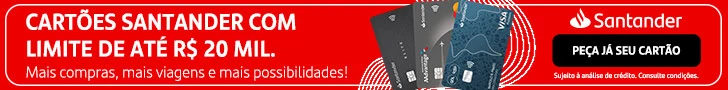 Cartões Santander com limte de até R$20 mil. Mais compras, mais viagens e mais possibilidades. Peça já seu cartão Santander.